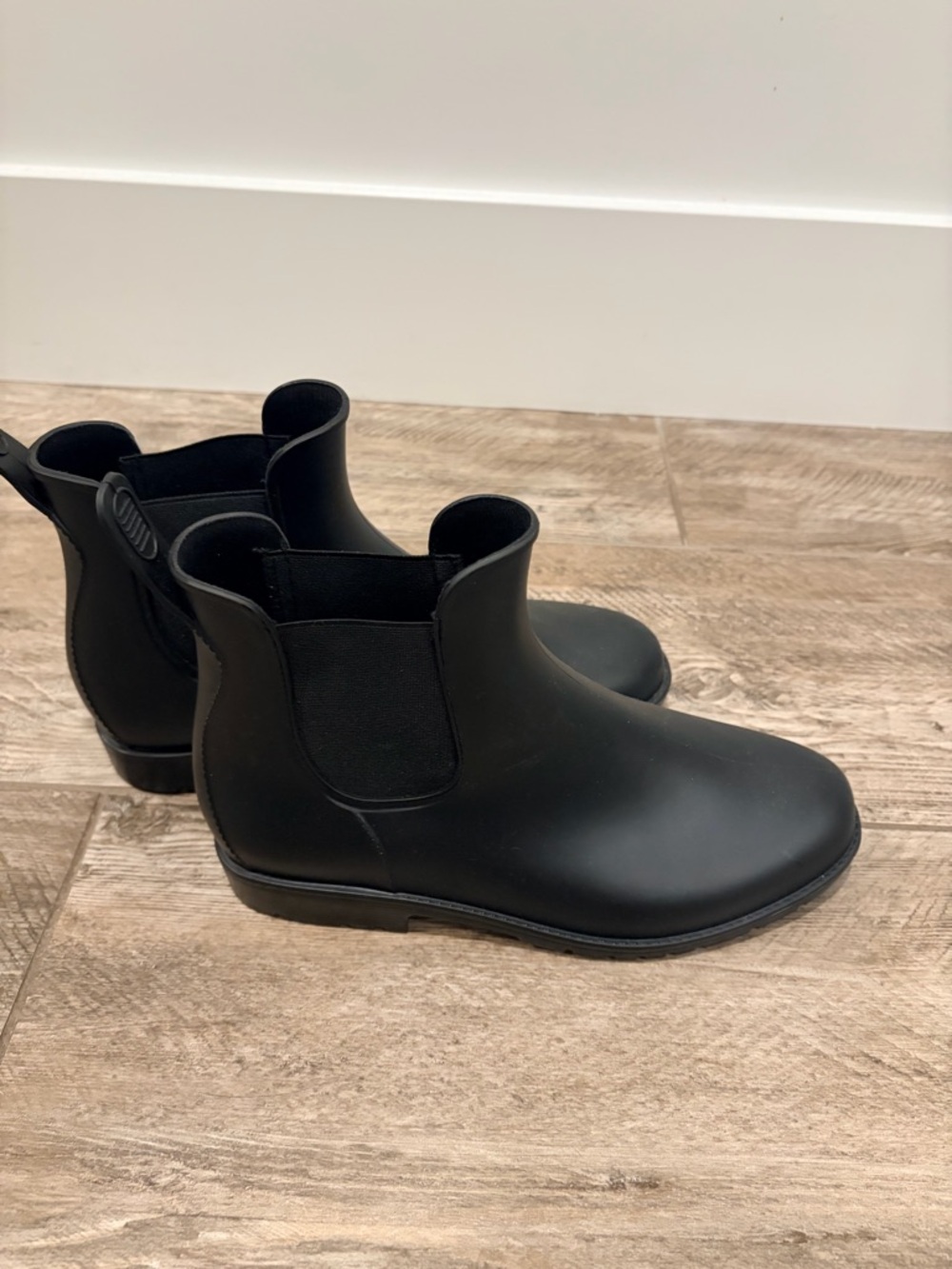 Black Matte Chelsea Rain Ankle Boots